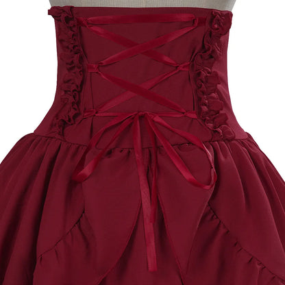 Victorian Period Skirt Girls Black Gothic Style Multi-layer Cake Half Dress Princess Cosplay Banquet Lolita
