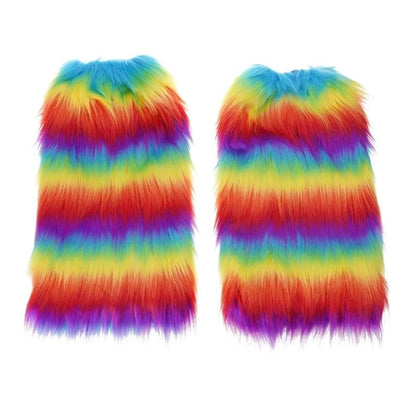 Harajuku Punk Fuzzy Leg Warmers for Women Soft Thickened Plush Boot Cuffs Covers for Winter Fashion and Costume Parties