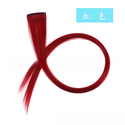 Colorful Highlight Clip in Straight Hair Extensions 50cm Synthetic Hairpieces