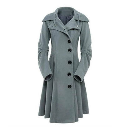 Goth Overcoat Trench Coat Long Slim Asymmetric Lapel Collar Button