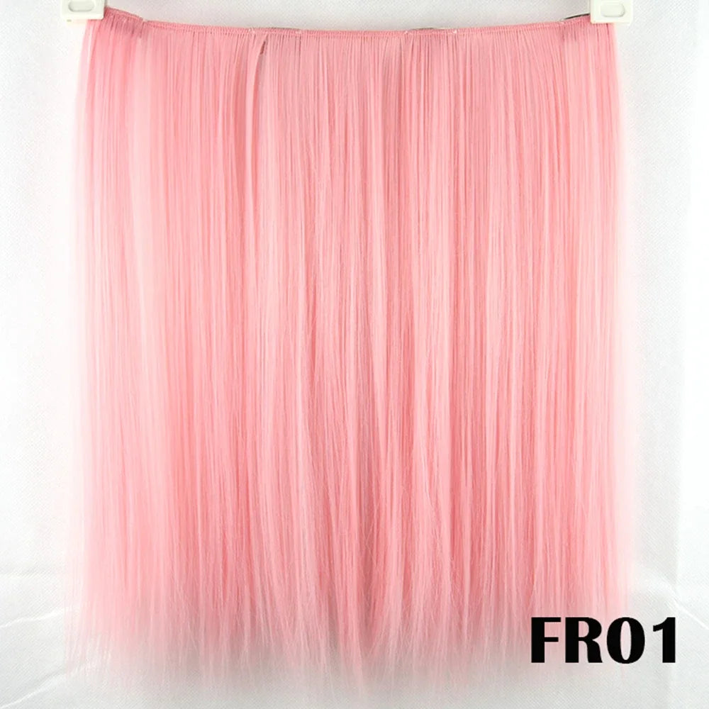 9 Colors Synthetic Hair Straight Clip in Hair Extension Red Pink White Cosplay Hairpiece Rainbow Natural Hair