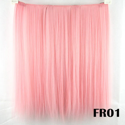 9 Colors Synthetic Hair Straight Clip in Hair Extension Red Pink White Cosplay Hairpiece Rainbow Natural Hair