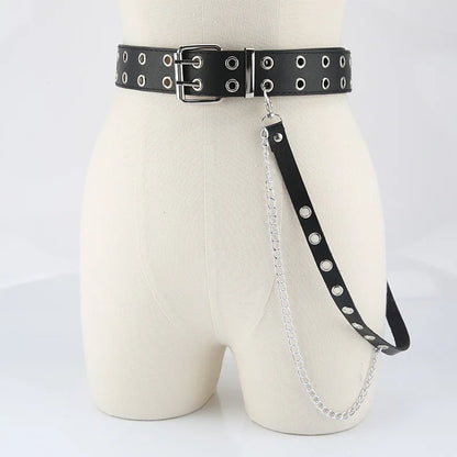 Gothic Style Double-breasted Buttonhole Belt Decoration Waist Chain Strap