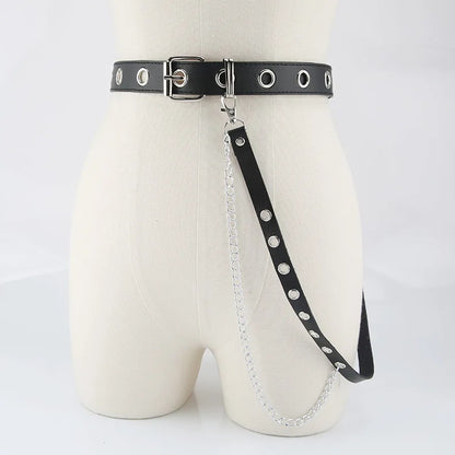 Gothic Style Double-breasted Buttonhole Belt Decoration Waist Chain Strap