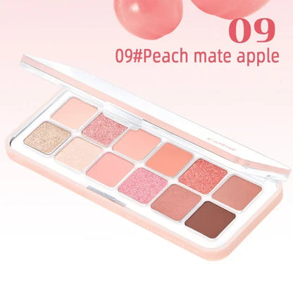 12 Colors Pink Eye Shadow Pallet Clear Glitter Pearl