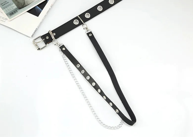 Gothic Style Double-breasted Buttonhole Belt Decoration Waist Chain Strap