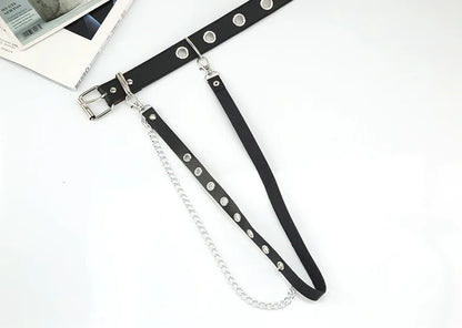 Gothic Style Double-breasted Buttonhole Belt Decoration Waist Chain Strap