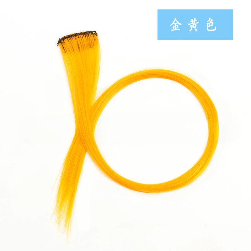 Colorful Highlight Clip in Straight Hair Extensions 50cm Synthetic Hairpieces