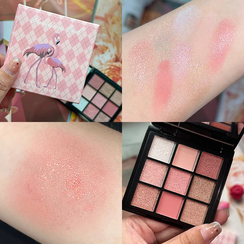 9-Grid Red Eyeshadow Palette Eye Shadow Makeup Long Lasting