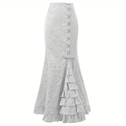 Skirts for Women's Gothic Skirts Jacquard Long Skirts Lace-up Hip Fishtail Skirts