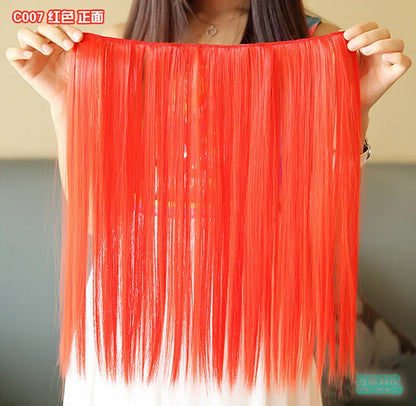 9 Colors Synthetic Hair Straight Clip in Hair Extension Red Pink White Cosplay Hairpiece Rainbow Natural Hair
