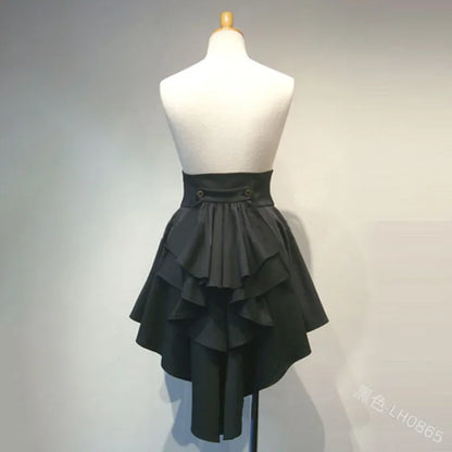 Victorian Burlesque Skirt Gothic Steampunk Corset Costume Punk Black Bustle Skirt