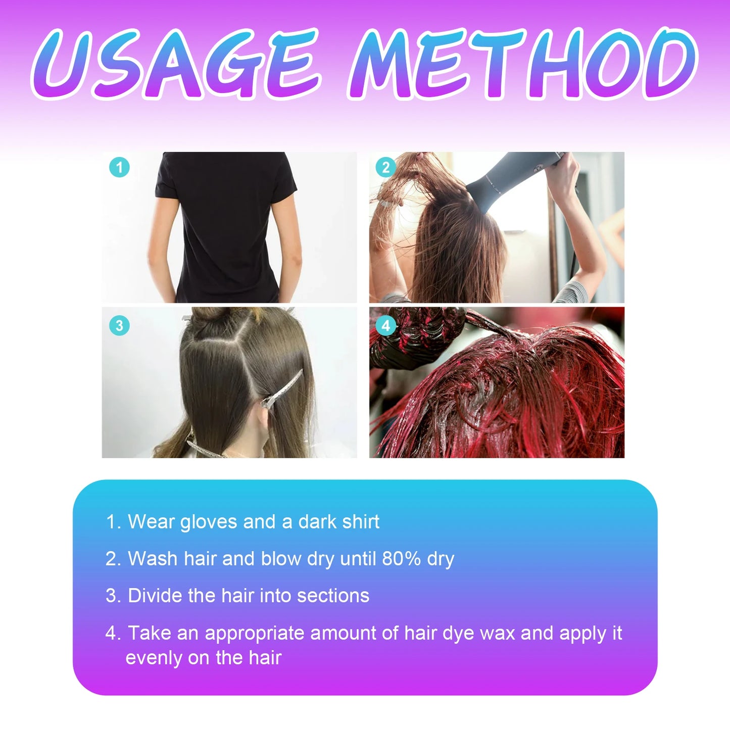 Hair Color Wax Temporary Instant Gray Root Coverage Non-damaging Hair Dye Cream