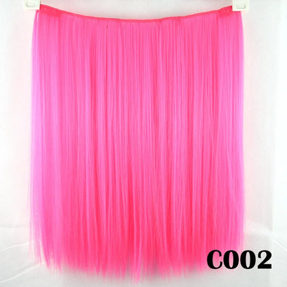 9 Colors Synthetic Hair Straight Clip in Hair Extension Red Pink White Cosplay Hairpiece Rainbow Natural Hair