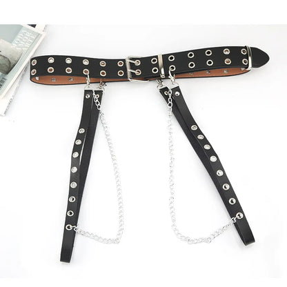 Gothic Style Double-breasted Buttonhole Belt Decoration Waist Chain Strap