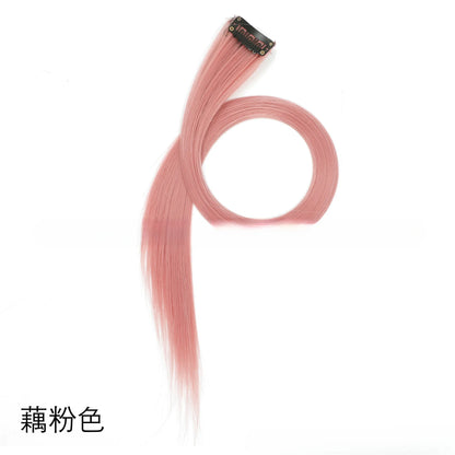 Colorful Highlight Clip in Straight Hair Extensions 50cm Synthetic Hairpieces