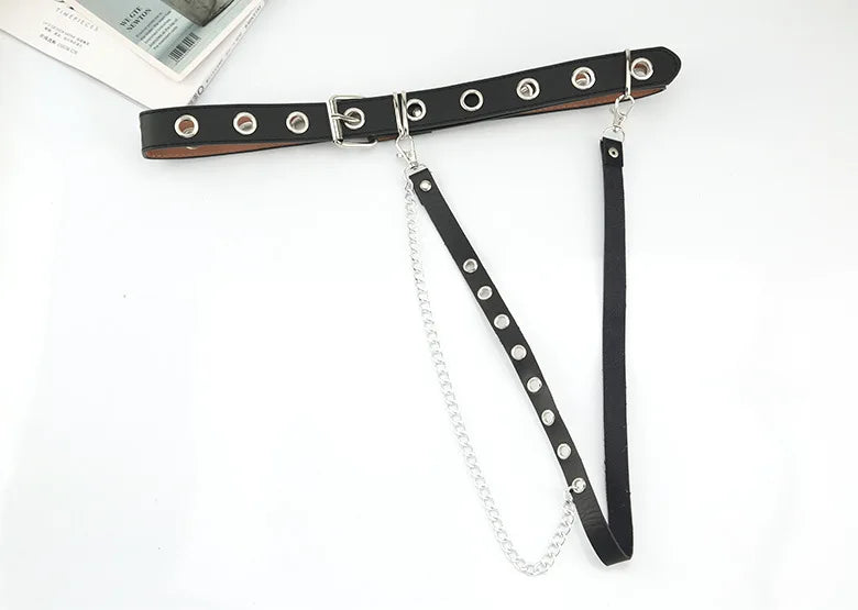 Gothic Style Double-breasted Buttonhole Belt Decoration Waist Chain Strap
