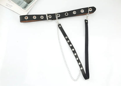 Gothic Style Double-breasted Buttonhole Belt Decoration Waist Chain Strap