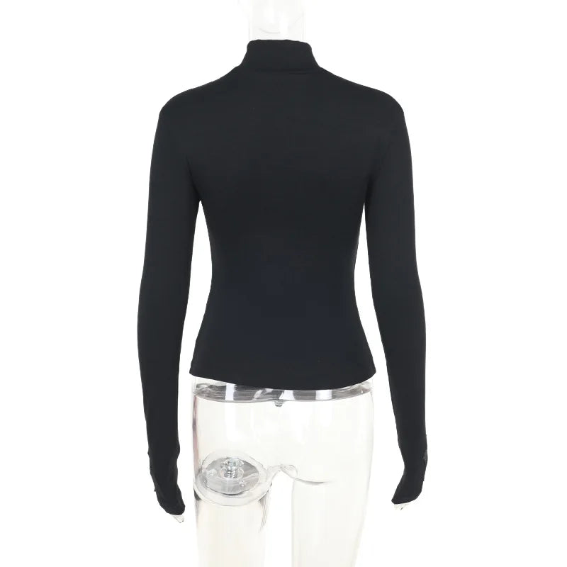 Goth Mesh Patchwork Cross Turtleneck Pullovers