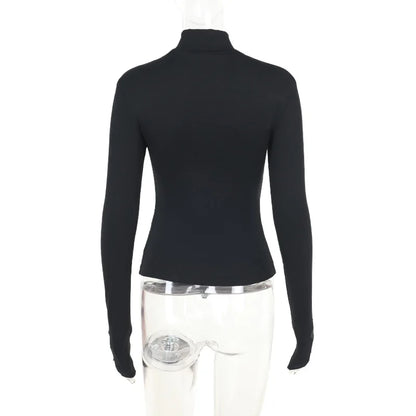 Goth Mesh Patchwork Cross Turtleneck Pullovers