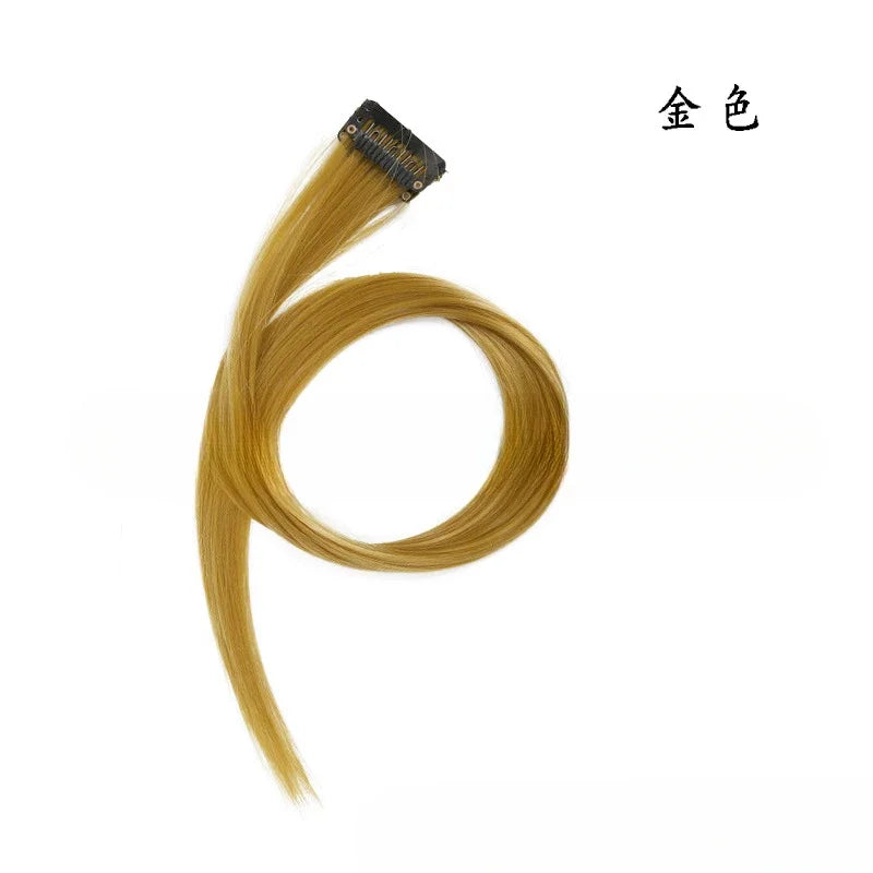 Colorful Highlight Clip in Straight Hair Extensions 50cm Synthetic Hairpieces