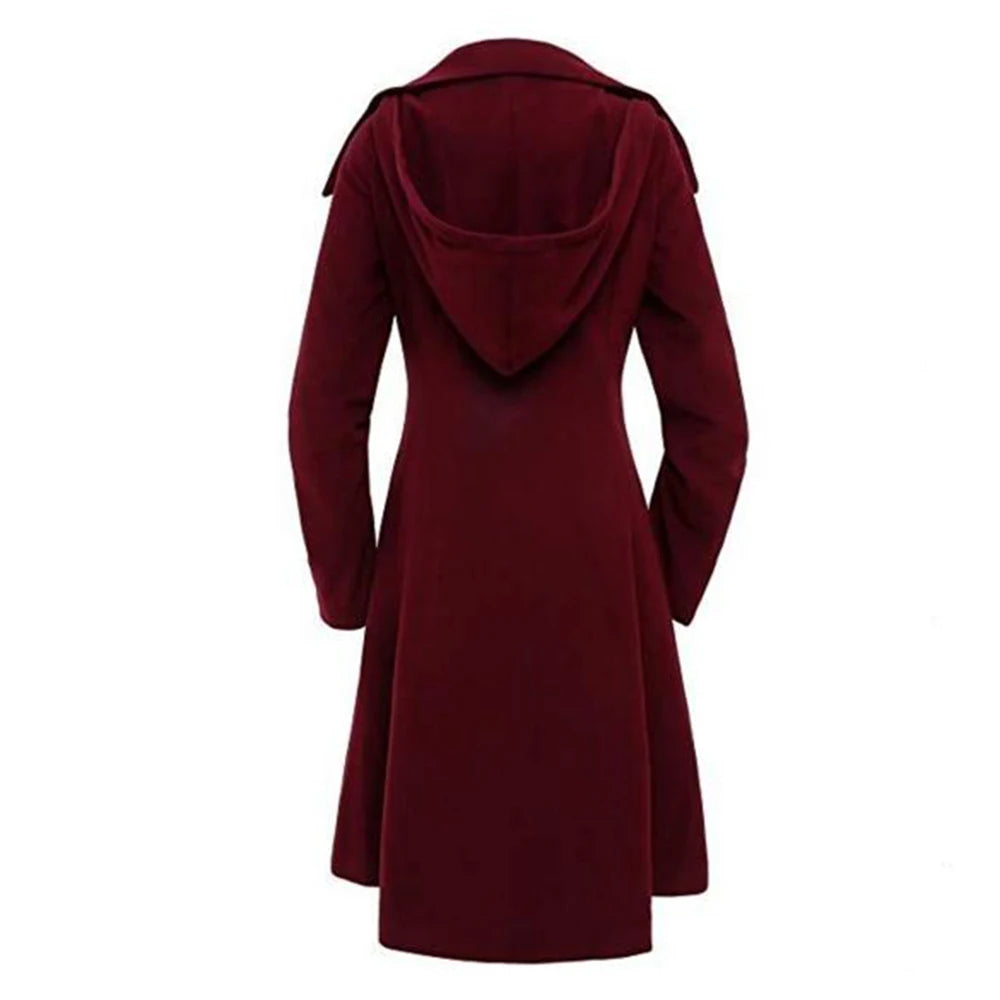 Goth Overcoat Trench Coat Long Slim Asymmetric Lapel Collar Button