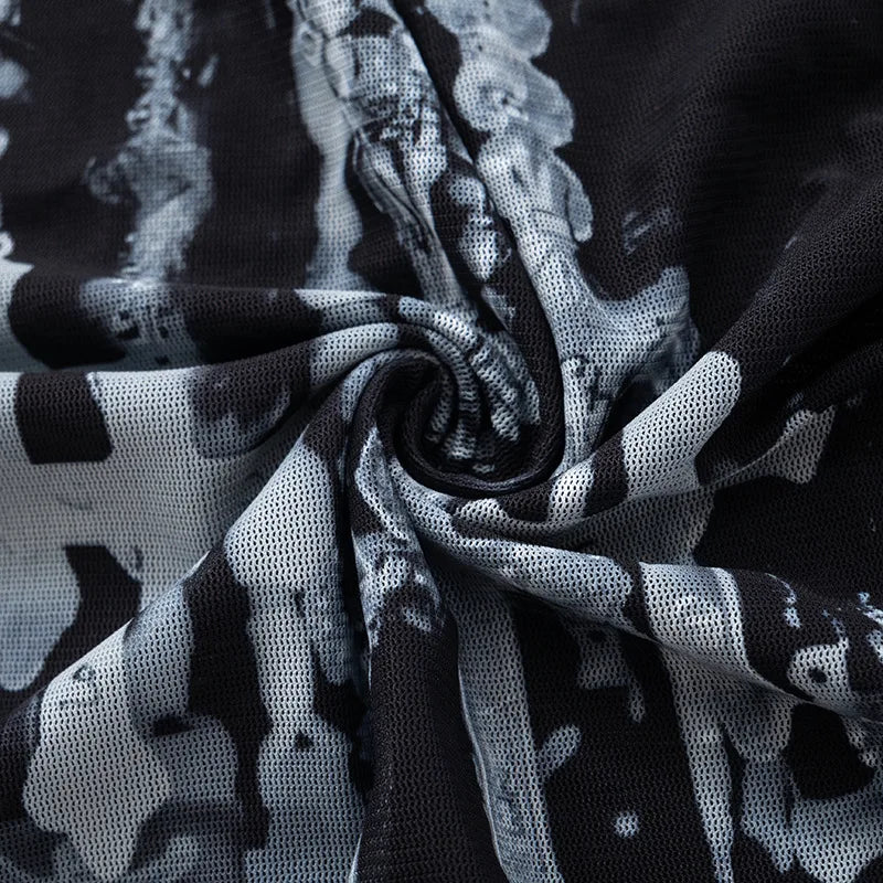 Goth Graphic T Shirts See Through Mesh Top Long Sleeve