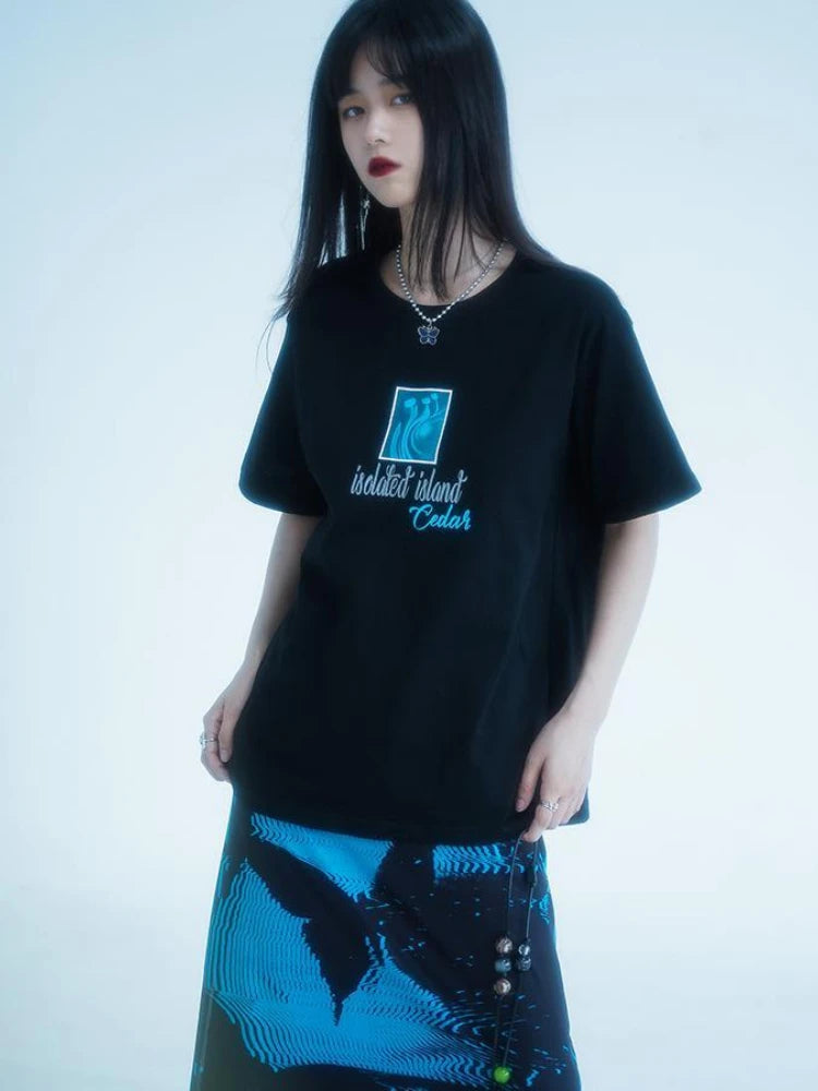 KOSAHIKI Gothic Pleated Skirts Womens Blue Saia Black Butterfly Print High Waist Skirt Woman Y2k Faldas Mujer Moda 2025 Korean