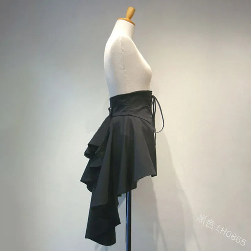 Victorian Burlesque Skirt Gothic Steampunk Corset Costume Punk Black Bustle Skirt