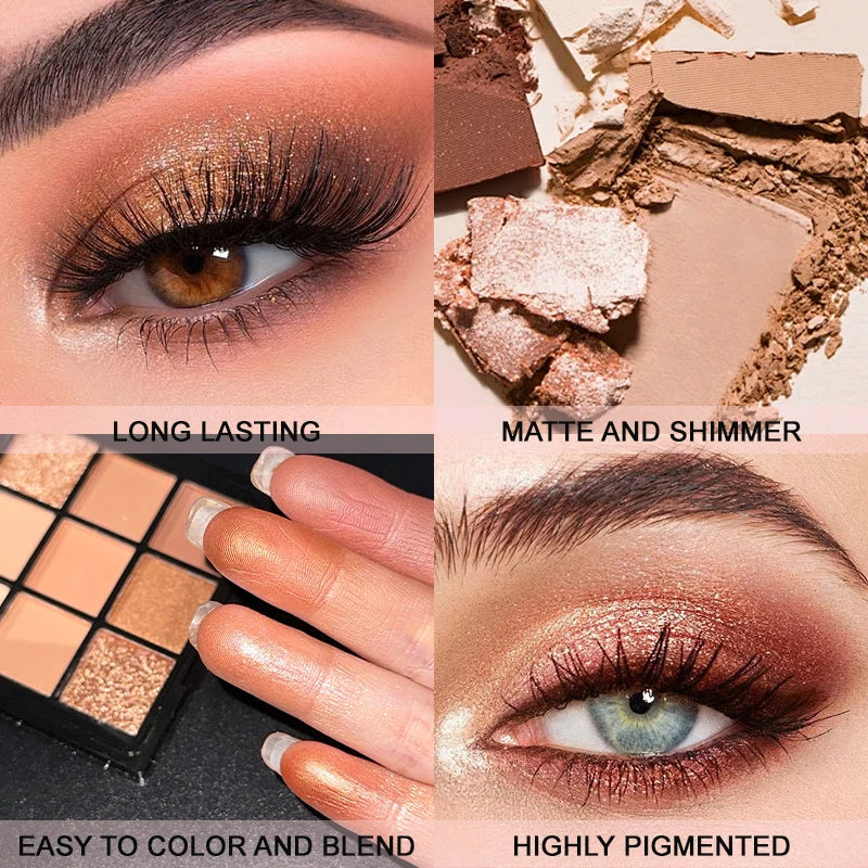 9-Grid Red Eyeshadow Palette Eye Shadow Makeup Long Lasting