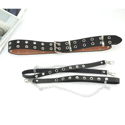 Gothic Style Double-breasted Buttonhole Belt Decoration Waist Chain Strap