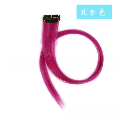 Colorful Highlight Clip in Straight Hair Extensions 50cm Synthetic Hairpieces