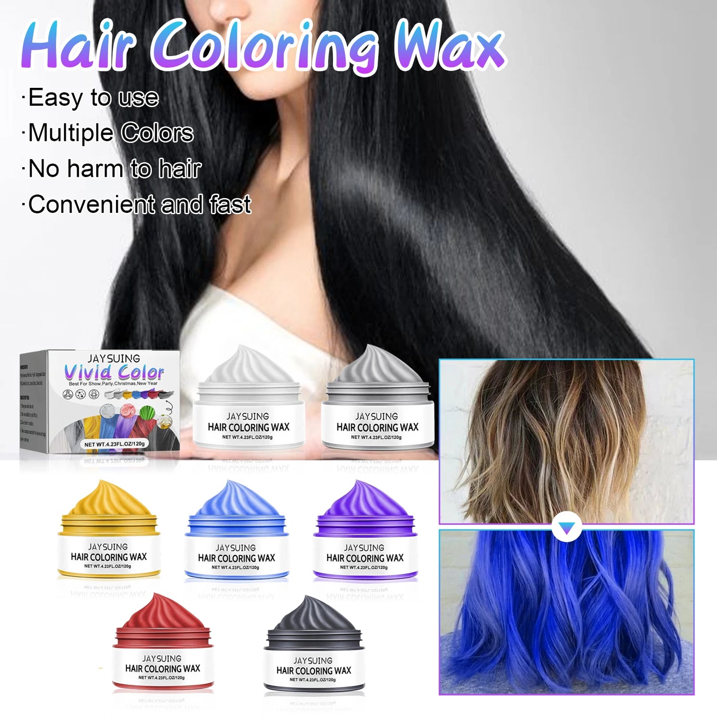 Hair Color Wax Temporary Instant Gray Root Coverage Non-damaging Hair Dye Cream
