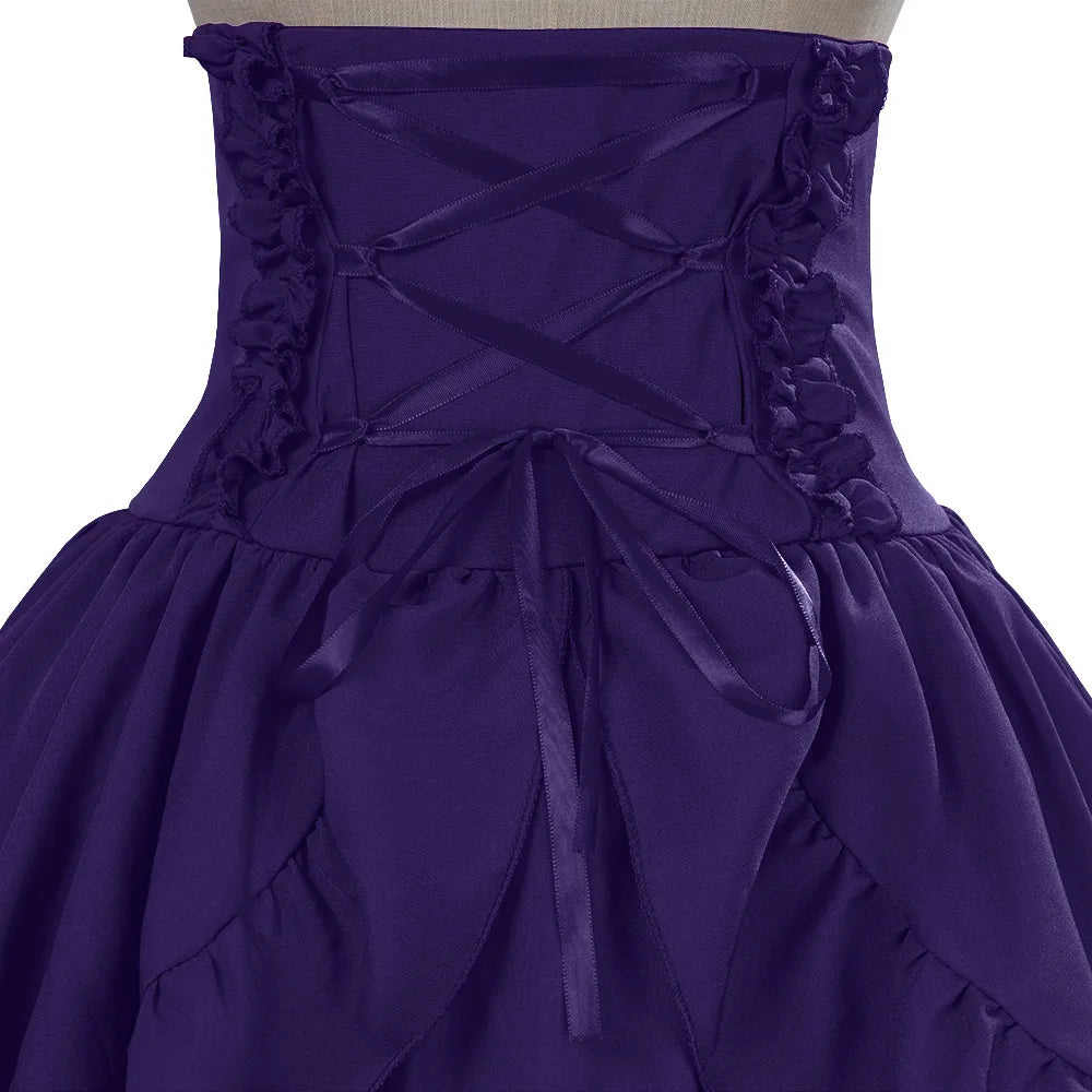 Victorian Period Skirt Girls Black Gothic Style Multi-layer Cake Half Dress Princess Cosplay Banquet Lolita