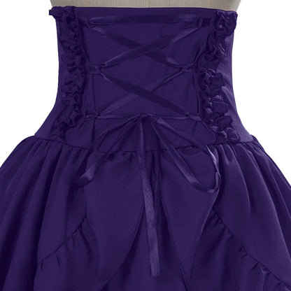 Victorian Period Skirt Girls Black Gothic Style Multi-layer Cake Half Dress Princess Cosplay Banquet Lolita