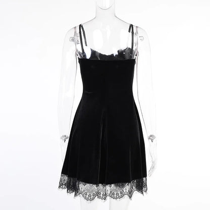 Goth Purple Dress Vintage Velvet A Line Lolita Dress Aesthetic Gothic High Waist Ladies Club Party Dresses