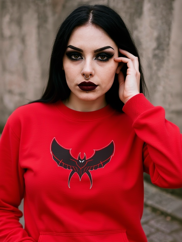 CatBat Dark Angel Gothic Hooded Sweatshirt with Winged Design, Cozy Unisex Hoodie for Casual Wear, Perfect Gift for Birthdays, Halloween, and More